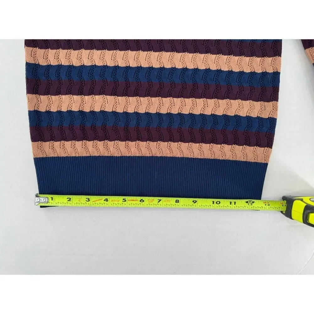Jason Wu Collective Sweater Sz S Striped Eyelet Crochet Academia Preppy Fitted​​ - Picture 4 of 16